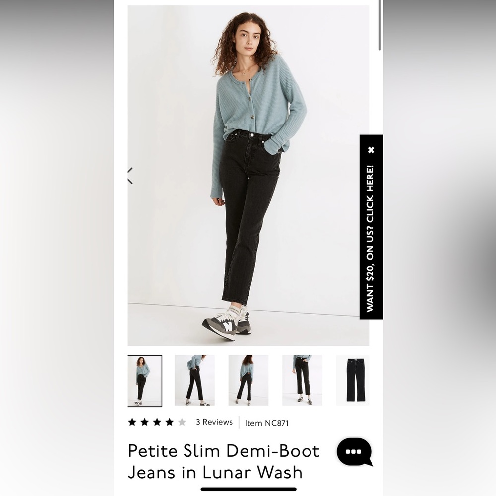 Petite Slim Demi-Boot Jeans in Lunar Wash